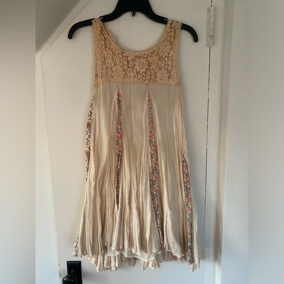 Free People One Annabella Boho Mini Dress Ivory Floral Size Small - Picture 3 of 7